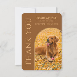 Dog Graduation Pet Photo Brown Thank You Card サンキューカード