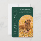 Dog Graduation Pet Photo Emerald & Mint Frost サンキューカード (正面)