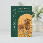 Dog Graduation Pet Photo Emerald & Mint Frost サンキューカード (スタンド正面)