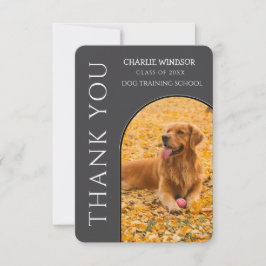 Dog Graduation Pet Photo Grey Thank You Card サンキューカード
