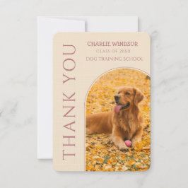 Dog Graduation Pet Photo Rose Gold & Champagne  サンキューカード