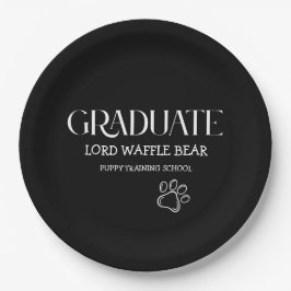 Dog Graduation Puppy Party Black ペーパープレート