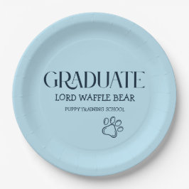 Dog Graduation Puppy Party Navy Blue & Baby Blue ペーパープレート