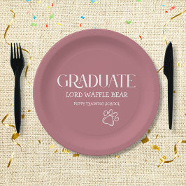 Dog Graduation Puppy Party Rose Gold ペーパープレート