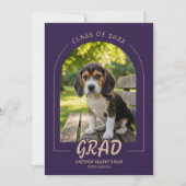 Dog Graduation with Pet Photo Invitation Deep Plum 招待状 (正面)