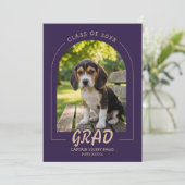 Dog Graduation with Pet Photo Invitation Deep Plum 招待状 (スタンド正面)