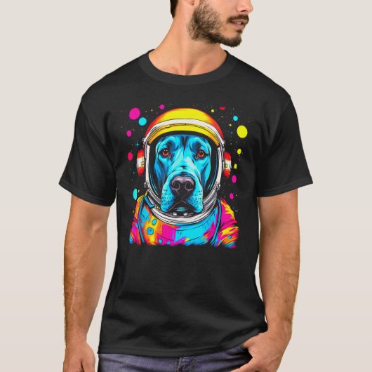 Dog Great Dane Astronaut Tシャツ (正面)