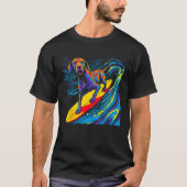 Dog Great Dane Surfing Tシャツ (正面)