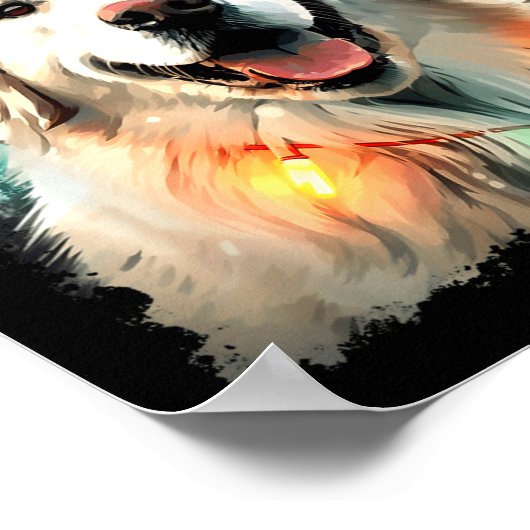 Dog Great Pyrenees Christmas ポスター (角)