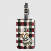 Dog Green Sweater Christmas ラゲッジタグ (正面縦)
