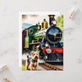 Dog Greeting steam train カード (正面/裏面インサイチュ)