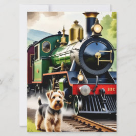 Dog Greeting steam train カード