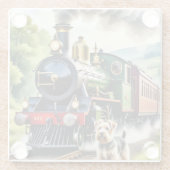 Dog Greeting steam train ガラスコースター (裏面)