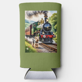 Dog Greeting steam train スリム缶クーラー