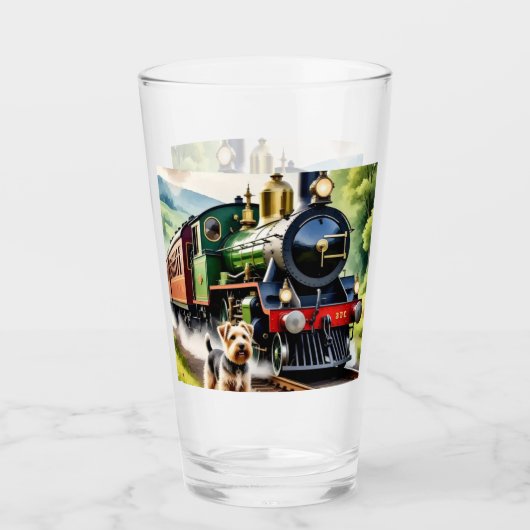 Dog Greeting steam train タンブラーグラス (正面)