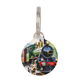 Dog Greeting steam train ペット　ネームタグ