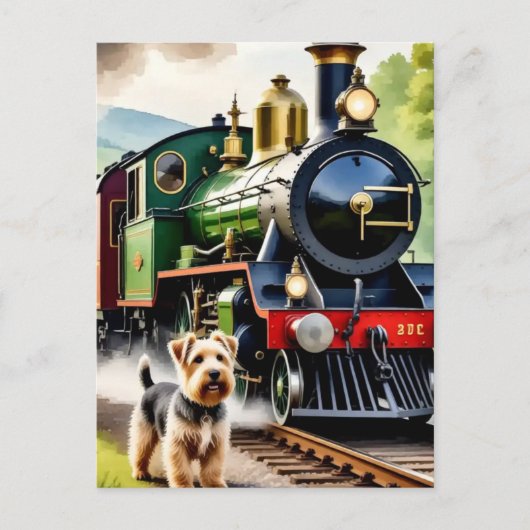 Dog Greeting steam train ポストカード (正面)