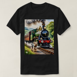 Dog Greeting steam train Tシャツ