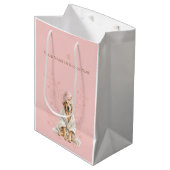 Dog Gromer Spa Cute Dog Personalized Pink Gift Bag ミディアムペーパーバッグ (正面アングル)