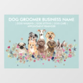 Dog Groom Sitter Greenery ウィンドウサイン (シート)