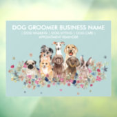 Dog Groom Sitter Greenery ウィンドウサイン (シート3)