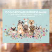 Dog Groom Sitter Greenery ウィンドウサイン (シート2)