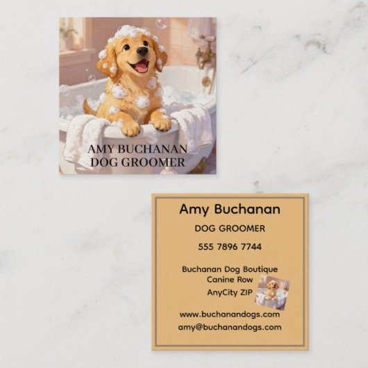 Dog Groomer Business Card スクエア名刺 (正面/裏面)