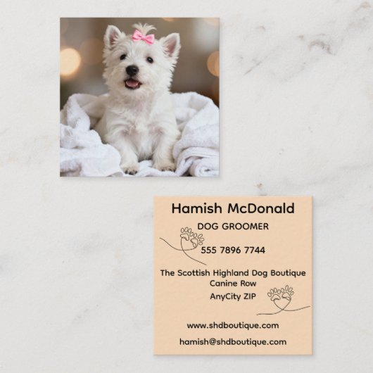 Dog Groomer Business Card スクエア名刺 (正面/裏面)
