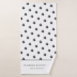 Dog Groomer Business Paw Print Pattern Bath Towel バスタオル