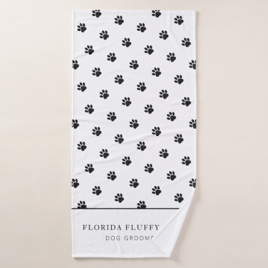 Dog Groomer Business Paw Print Pattern Bath Towel バスタオル (バスタオル)