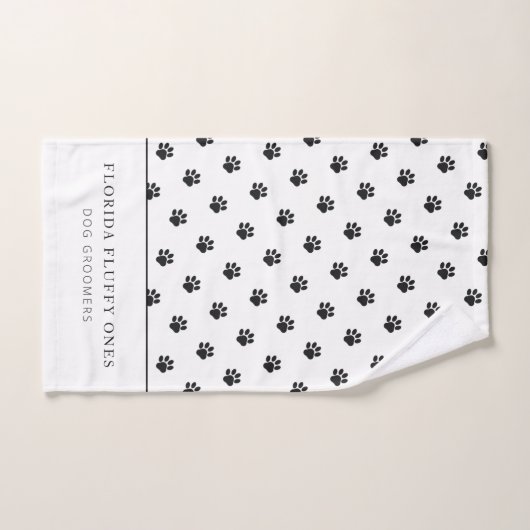 Dog Groomer Business Paw Print Pattern Hand Towel ハンドタオル (ハンドタオル)