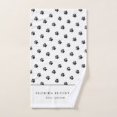 Dog Groomer Business Paw Print Pattern Hand Towel ハンドタオル (ハンドタオル)