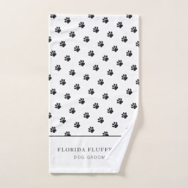 Dog Groomer Business Paw Print Pattern Hand Towel ハンドタオル