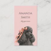 Dog Groomer Cute Poodle Pink Blush Business Card 名刺 (正面)