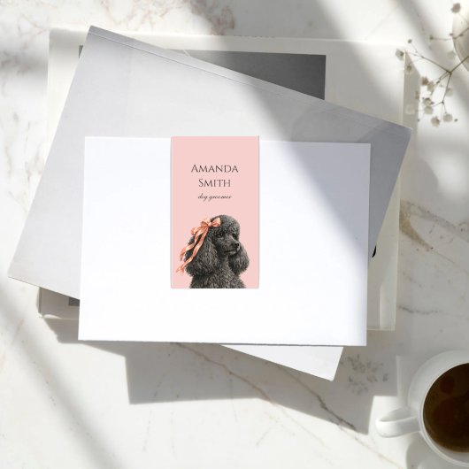 Dog Groomer Cute Poodle Pink Blush Business Card 名刺