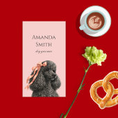 Dog Groomer Cute Poodle Pink Blush Business Card 名刺