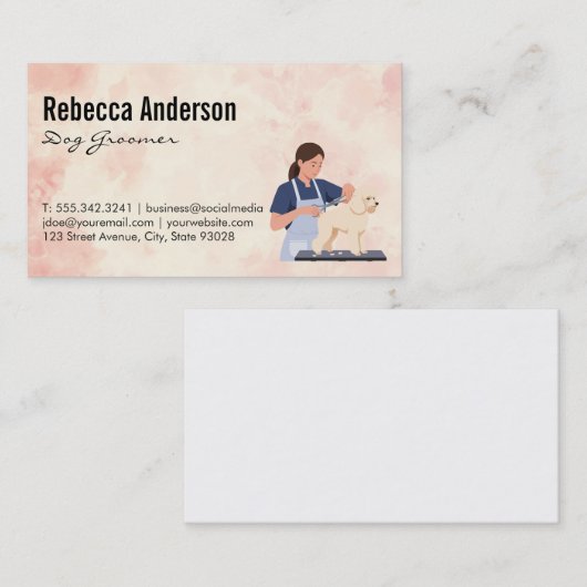 Dog Groomer Cutting Hair 名刺 (正面/裏面)