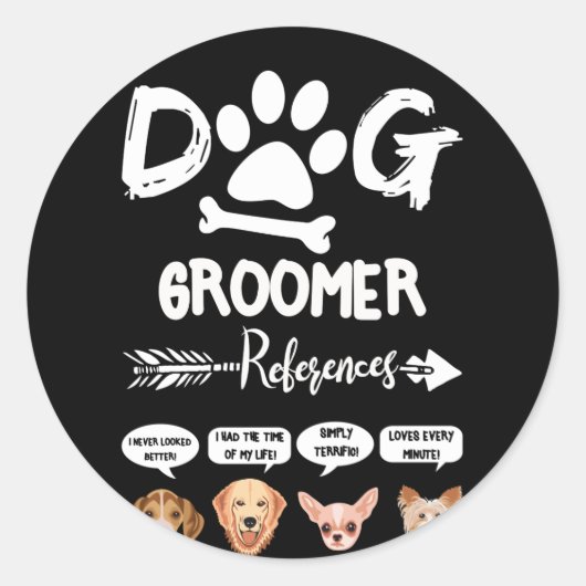 Dog Groomer Gift References Grooming Dog Salon Spa ラウンドシール (正面)