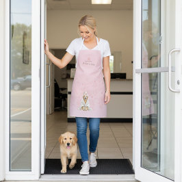Dog Groomer Lab Personalized Pink Print Apron エプロン