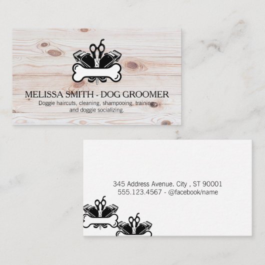 Dog Groomer Logo | Animal Services 名刺 (正面/裏面)