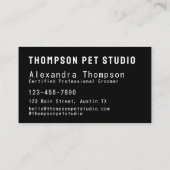 Dog Groomer Modern Bold Professional Pet Grooming 名刺 (裏面)