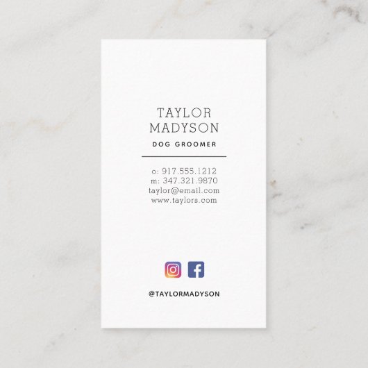 Dog Groomer Pampered Puppy Business Card 名刺 (裏面)