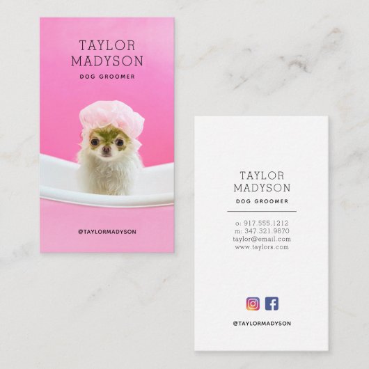 Dog Groomer Pampered Puppy Business Card 名刺 (正面/裏面)