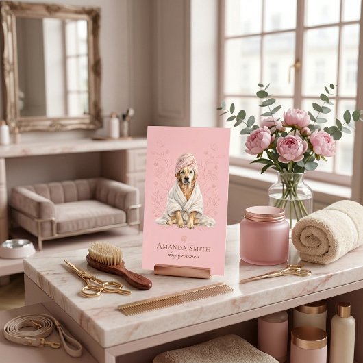 Dog Groomer Spa Cute Paw Labrador Business Card 名刺