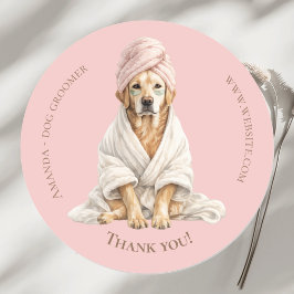 Dog Groomer Spa Personalized Thank You Stickers ラウンドシール