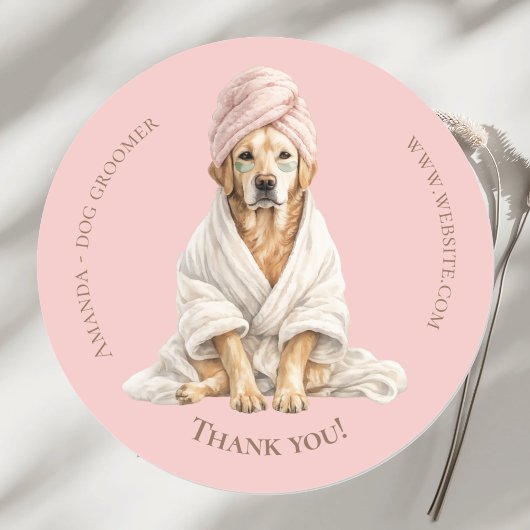Dog Groomer Spa Personalized Thank You Stickers ラウンドシール