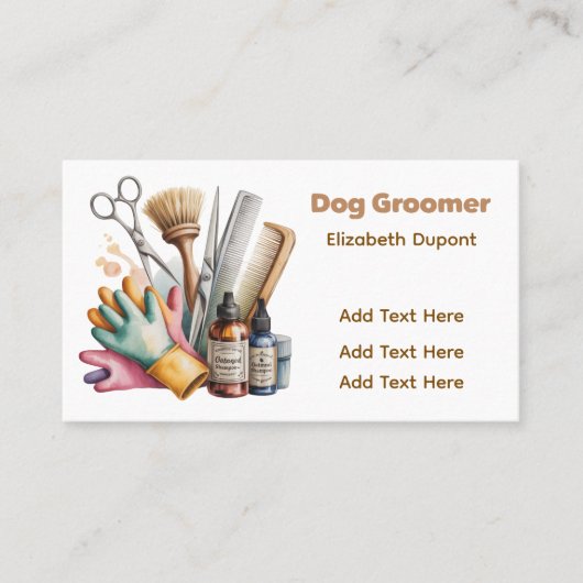 Dog Groomer Watercolor 名刺 (正面)