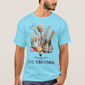 Dog Groomer Watercolor Black Typography  Tシャツ (正面)