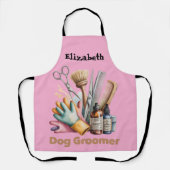 Dog Groomer Watercolor Personalized エプロン (正面)