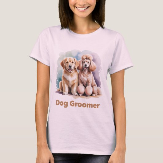 Dog Groomer Watercolor Tシャツ (正面)